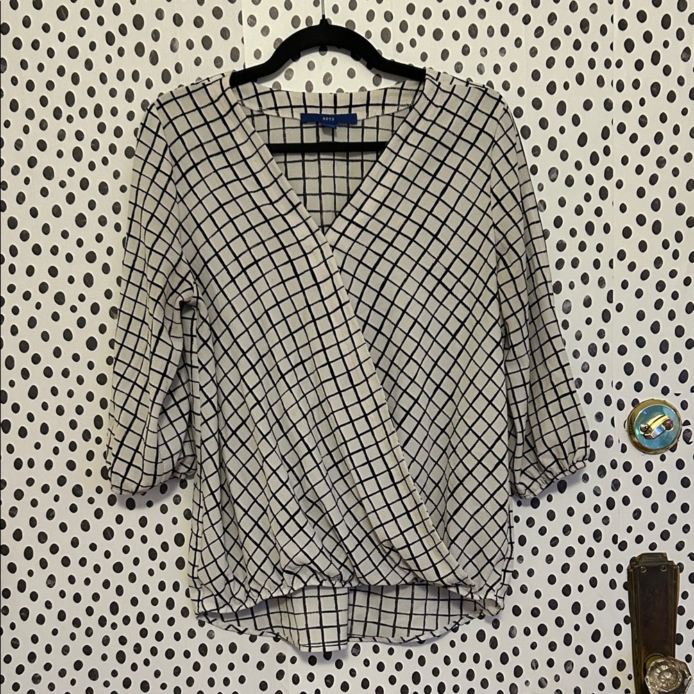 Apt. 9 Black and White Checkered Blouse